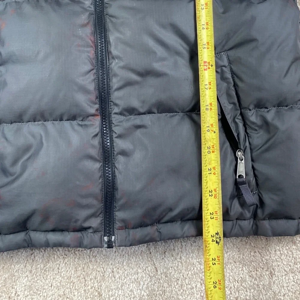 The North Face Nuptse 600 Down Puffer Jacket Boys XL Grey Black Coat